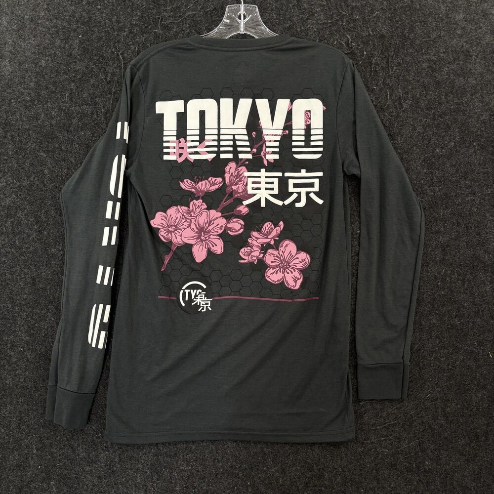 Launder Bailey Apparel Shirt Men's Small Gray Tokyo Japan Floral Graphic Tee